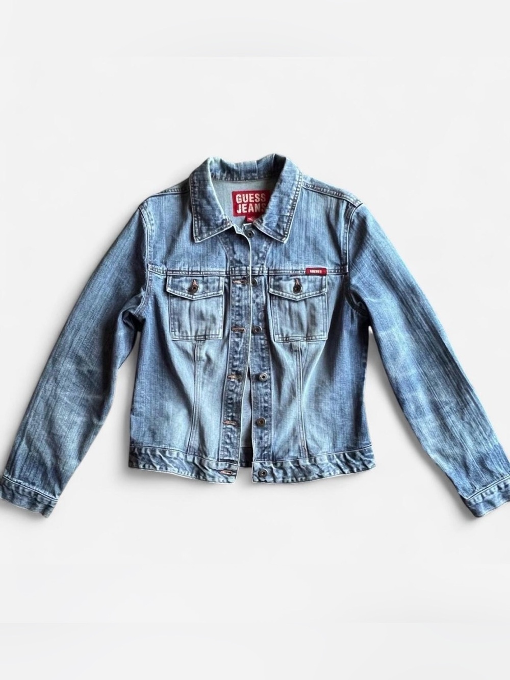 Vintage late 90’s Y2K Guess blue denim jacket women’s size L